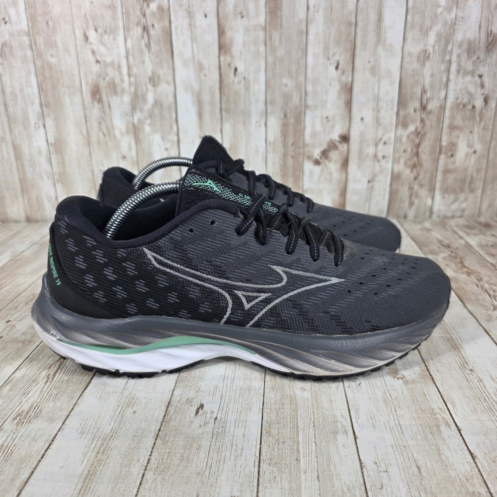 Mizuno Wave Inspire 19 Running Shoes Comfort Cushioning Gray Black 11.5